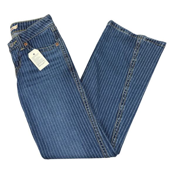 NWT LEVI'S Premium Noughties Bootcut Pinstripe Denim Jean Low Rise Y2K Sz 25 - Picture 2 of 8
